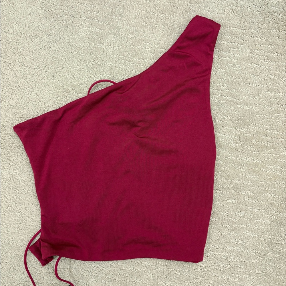 Superdown Burgundy One-Shoulder Top